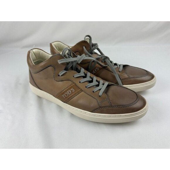 Tod's Brown Leather Low Top Fashion Sneakers Italy Mens Size US 9 - Picture 1 of 8